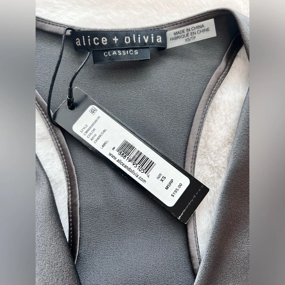 Alice + Olivia Gray Satin Cowl Neck Top - Picture 7 of 12